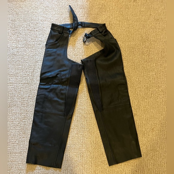 New Harley Davidson Genuine Leather Black Motorcycle Chaps